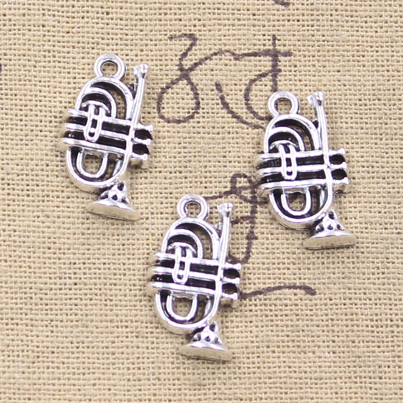 Musical Instrument Photo - 10pcs Charms Musical Instruments Cornet 22x12mm