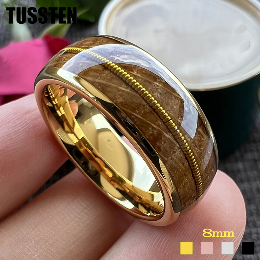 Musical Instrument Logo - TUSSTEN 8mm Men Women Tungsten Carbide