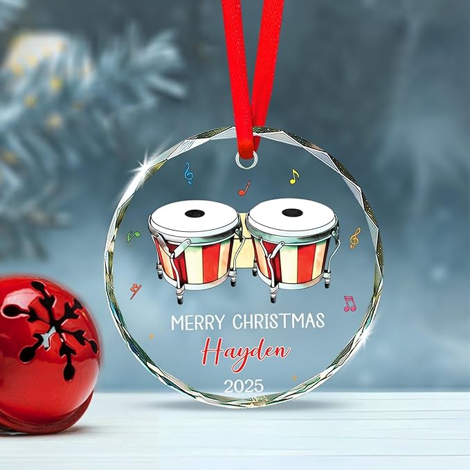 Musical Instrument With Names - Bongo Drum Player Christmas Ornament Gifts,