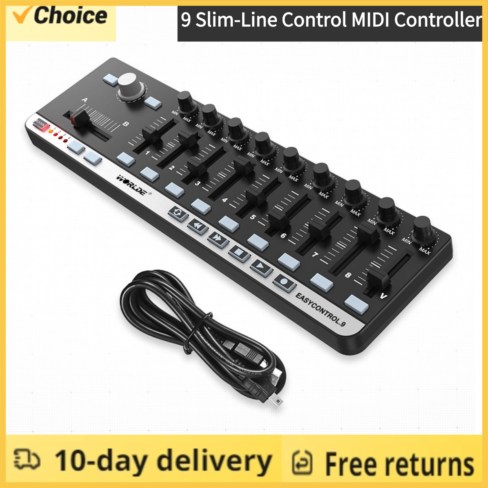 Musical Instrument Synthesizer - Worlde MIDI Controller EasyControl.9 Portable Mini