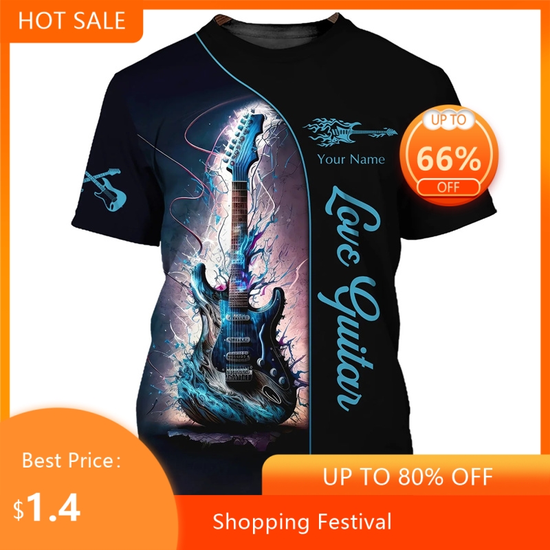 Fashion Guitar Bass 3D Print T - Musical Instrument With Names review and price